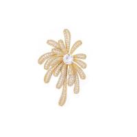 Cubic Zirconia Brooch Brass Flower real gold plated fashion jewelry & micro pave cubic zirconia & for woman golden nickel lead & cadmium free Sold By PC