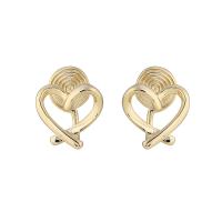Brass Stud Earring Heart plated & for woman Sold By Pair