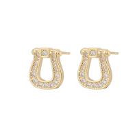 Cubic Zirconia Micro Pave Brass Earring, gold color plated, different styles for choice & micro pave cubic zirconia & for woman, 10x12mm, Sold By Pair