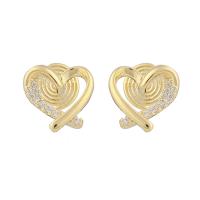 Cubic Zirconia Micro Pave Brass Earring, Heart, plated, different findings for choice & micro pave cubic zirconia & for woman, more colors for choice, 12x12mm, Sold By Pair
