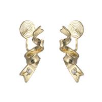 Brass Stud Earring, gold color plated, different findings for choice & for woman, 26x12mm, Sold By Pair