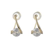 Cubic Zirconia Micro Pave Brass Earring, gold color plated, different findings for choice & micro pave cubic zirconia & for woman, 18x9mm, Sold By Pair