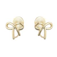 Brass Stud Earring, Bowknot, gold color plated, different findings for choice & for woman, 12x12mm, Sold By Pair