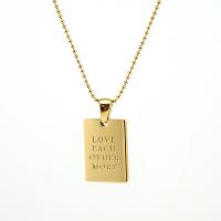Titanium Steel Necklace Square gold color plated & for woman Length Approx 17.7 Inch Sold By PC