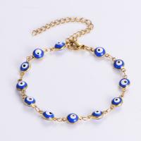 Evil Eye Jewelry Bracelet, bracelet & necklace, Titanium Steel, gold color plated, different findings for choice & for woman & enamel, more colors for choice, 210mm, Length:Approx 17.7 Inch, Sold By PC