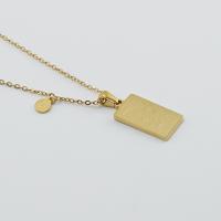 Titanium Steel Necklace, Square, gold color plated, different designs for choice & for woman, 21.30x12.20mm, Length:Approx 17.7 Inch, Sold By PC