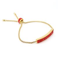 Titanium Steel Bracelet & Bangle gold color plated Adjustable & for woman & with rhinestone 93mm Sold By PC