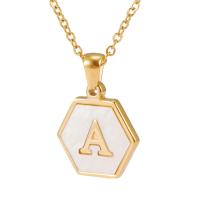 Stainless Steel Jewelry Necklace 304 Stainless Steel gold color plated & with letter pattern & for woman 16mm Length Approx 17.7 Inch Sold By PC