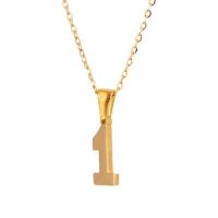 Titanium Steel Necklace, Number, gold color plated, different styles for choice & for woman, 16x10mm, Length:Approx 17.7 Inch, Sold By PC