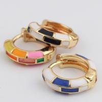 Brass Huggie Hoop Earring, real gold plated, for woman & enamel, more colors for choice, 17mm, Sold By Pair