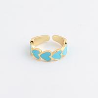 Brass Cuff Finger Ring, real gold plated, Adjustable & with heart pattern & for woman & enamel, more colors for choice, Sold By PC