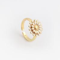 Ring Finger mosiądz, Kwiat, Platerowane prawdziwym złotem, Regulowane & dla kobiety & emalia, dostępnych więcej kolorów, 23mm, sprzedane przez PC