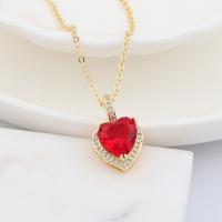 Cubic Zircon Micro Pave Brass Necklace, Heart, real gold plated, micro pave cubic zirconia & for woman, more colors for choice, Sold By PC