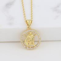 Cubic Zircon Micro Pave Brass Necklace high quality plated & micro pave cubic zirconia & for woman & hollow 15mm Sold By PC