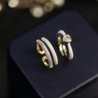 Cúbicos Circonia Micro Pave anillo de latón, metal, chapado en color dorado, diferentes estilos para la opción & micro arcilla de zirconia cúbica & para mujer & esmalte, libre de níquel, plomo & cadmio, 17mm, tamaño:6.5, Vendido por UD