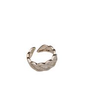 Cúbicos Circonia Micro Pave anillo de latón, metal, Hoja, chapado en color de platina, ajustable & micro arcilla de zirconia cúbica & para mujer, libre de níquel, plomo & cadmio, 17mm, tamaño:6.5, Vendido por UD