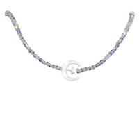 Crystal Necklace, Brass, with Crystal, Moon and Star, gold color plated, Korean style & for woman, Length:Approx 13.38 Inch, Sold By PC