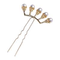 Hair Stick Zinc Alloy with Plastic Pearl plated for woman Sold By PC