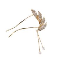 Tibetan Style Hair Stick, with Plastic Pearl, plated, for woman & with rhinestone, more colors for choice, 70x110mm, Sold By PC