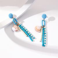 Zinc Alloy Drop Earrings with Seedbead & Shell fashion jewelry & for woman nickel lead & cadmium free Sold By Pair