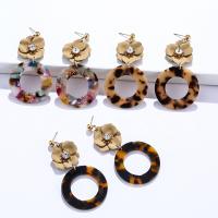 Zinc Alloy Drop Earring with Acetate gold color plated fashion jewelry & for woman & with rhinestone nickel lead & cadmium free Sold By Pair