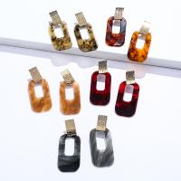 Zinklegierung Tropfen Ohrring, mit Acetat-Blatt, goldfarben plattiert, Modeschmuck & für Frau, keine, frei von Nickel, Blei & Kadmium, 77x30mm, verkauft von Paar