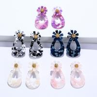 Zinc Alloy Drop Earring with Acetate gold color plated fashion jewelry & for woman nickel lead & cadmium free Sold By Pair