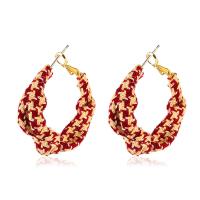 Earring Jewelry, Cloth, with Tibetan Style, fashion jewelry & for woman, more colors for choice, 32mm, Sold By Pair