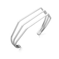 Brass Cuff Bangle polished fashion jewelry & for woman silver color 60mm Sold By PC