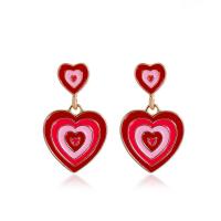 Tibetan Style Drop Earring, Heart, plated, fashion jewelry & for woman & enamel, more colors for choice, 31x18mm, Sold By Pair