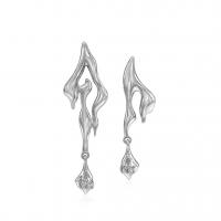 Asymmetric Earrings Brass silver color plated fashion jewelry & for woman silver color Sold By Pair