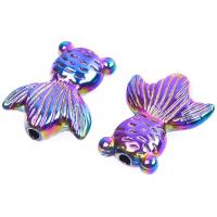 Tibetan Style Animal Beads, Fish, colorful plated, DIY, 11x14mm, Sold By PC