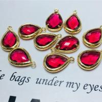 Crystal Pendants, with Brass, Teardrop, gold color plated, Unisex & faceted, Rose, 10x14mm, Approx 50PCs/Bag, Sold By Bag