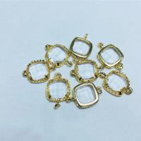 Crystal Connector, with Brass, Square, gold color plated, DIY & faceted & 1/1 loop, more colors for choice, 8mm, Approx 50PCs/Bag, Sold By Bag
