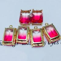 Crystal Pendants with Brass Rectangle gold color plated gradient color & Unisex & faceted Approx Sold By Bag