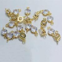 Crystal Connector, with Brass, Round, gold color plated, DIY & faceted & 1/1 loop, more colors for choice, 5mm, Approx 50PCs/Bag, Sold By Bag