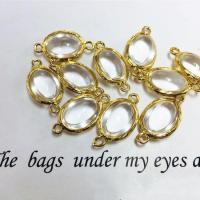 Crystal Connector, with Brass, Oval, gold color plated, DIY & 1/1 loop, more colors for choice, 10x14mm, Approx 50PCs/Bag, Sold By Bag