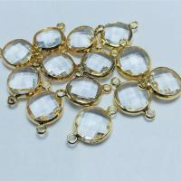 Crystal Connector, with Brass, Flat Round, gold color plated, DIY & different size for choice & faceted & 1/1 loop, more colors for choice, Approx 50PCs/Bag, Sold By Bag