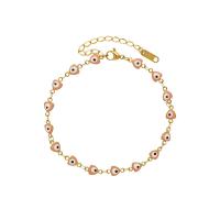 Fashion Jewelry Anklet, Titanium Steel, with 5cm extender chain, Vacuum Ion Plating, evil eye pattern & for woman & enamel, pink, 5.50mm, Length:Approx 20 cm, Sold By PC