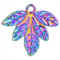 Tibetan Style Leaf Pendants, colorful plated, Unisex, nickel, lead & cadmium free, 22x21mm, Sold By PC