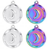Stainless Steel Pendants, 304 Stainless Steel, Flat Round, Vacuum Ion Plating, Unisex & different styles for choice, more colors for choice, 16x18mm, Length:Approx 50 cm, Sold By PC