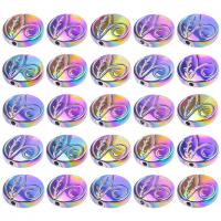 Zinc Alloy Jewelry Beads Flat Round colorful plated DIY & with flower pattern nickel lead & cadmium free Sold By PC