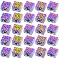 Tibetan Style Jewelry Beads, Square, colorful plated, DIY, nickel, lead & cadmium free, 7x7mm, Sold By PC
