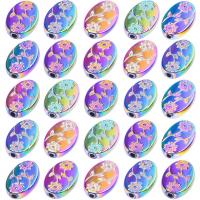 Zinc Alloy Jewelry Beads Oval colorful plated DIY & with flower pattern nickel lead & cadmium free Sold By PC