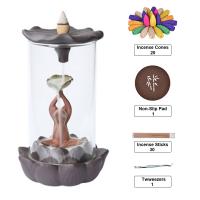 Backflow Incense Burner, Purple Clay, handmade, for home and office & durable, 98x98x164mm, Sold By PC