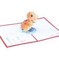 papier Carte de voeux 3D, Dinosaure, Impression, Pliable, plus de couleurs à choisir, 130x180mm, Vendu par PC