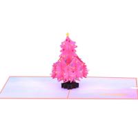Papír 3D-s üdvözlő kártya, Karácsonyfa, Nyomtatás, Összecsukható, rózsaszín, 130x180mm, Által értékesített PC