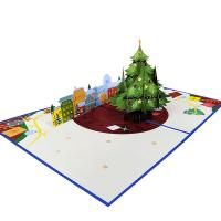 Paper 3D Greeting Card, Christmas Tree, printing, Foldable, 130x180mm, Sold By PC