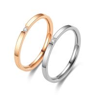 Titanium Čelik Finger Ring, uglađen, bez spolne razlike & različite veličine za izbor & s Rhinestone, više boja za izbor, 2.50x1.80mm, Prodano By PC