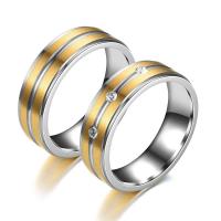 Couple Finger Rings Titanium Steel polished Unisex & with rhinestone Sold By PC